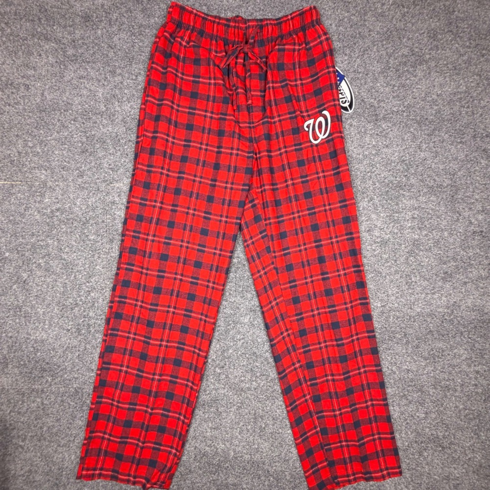Concepts Sport MLB Washington Nationals Red Plaid Pajama Pants Mens Small NEW
